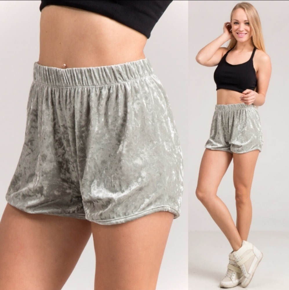 Velvet two tone sage colored shorts!